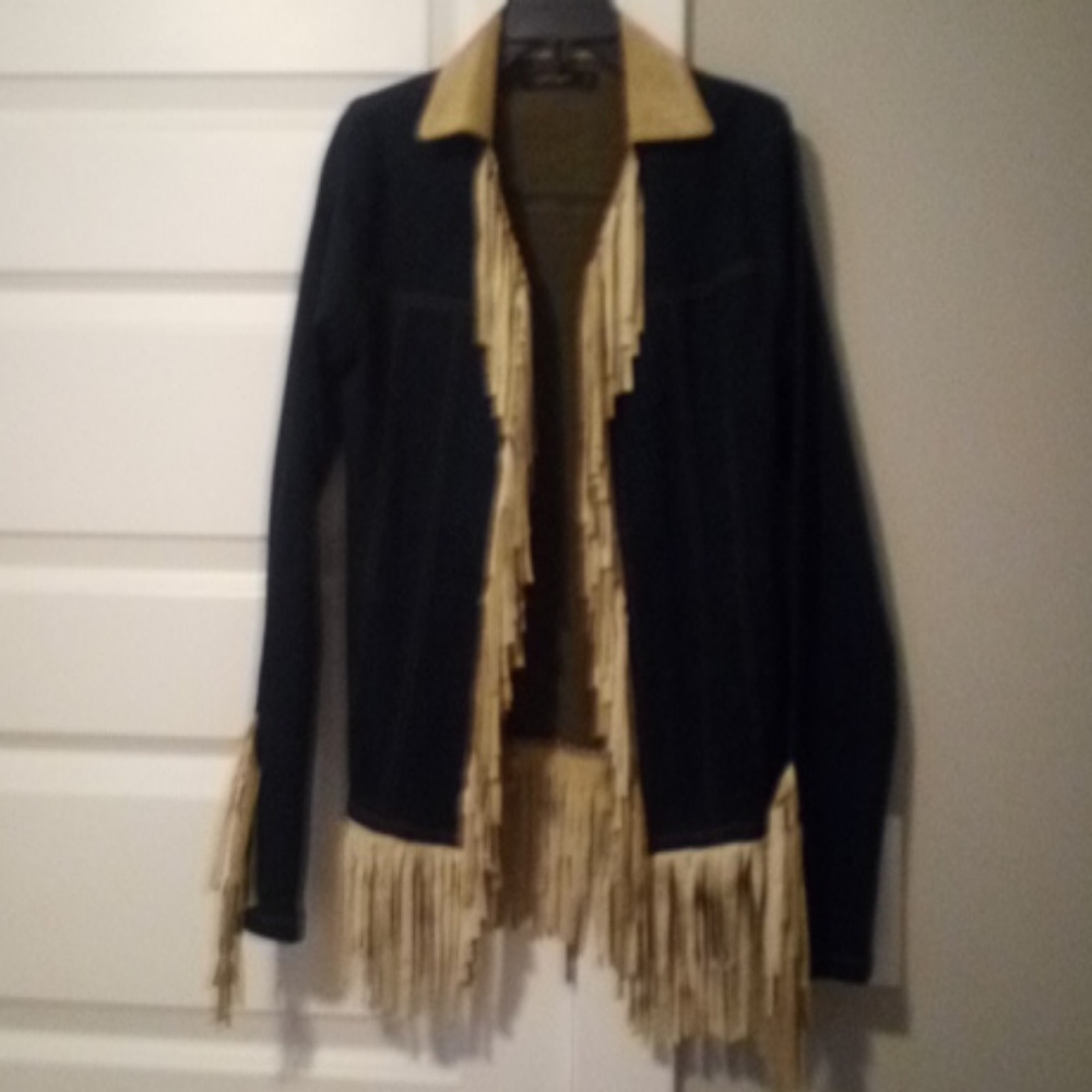 Fringe denim jacket/blazer